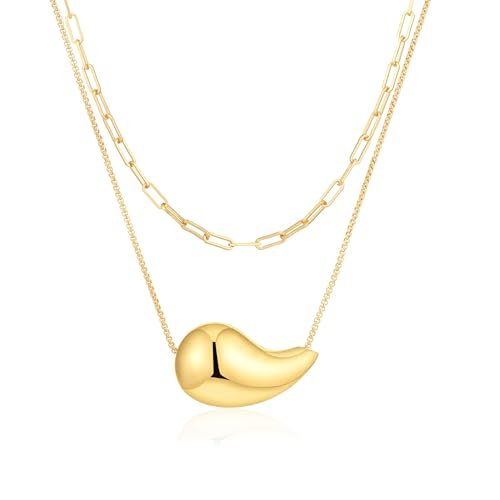 Teardrop Necklace Earrings Jewelry Set for Women, Dupes Drop Dainty 14k Gold Plated Water Hypoallergenic Pendant Necklace