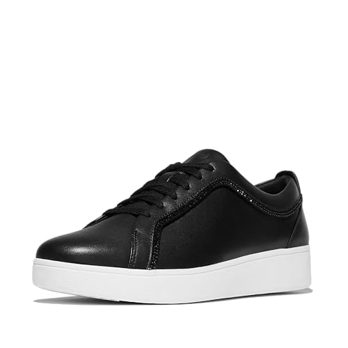 Rally Crystal-Trim Leather Sneakers Black