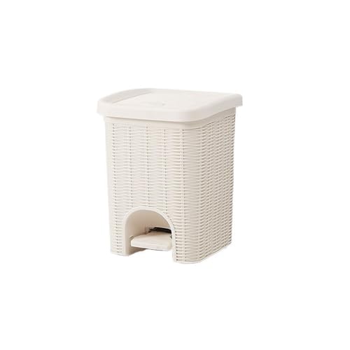 Caneca de basura con tapa para baño, grande, blanca