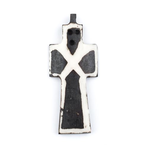 The Bead Chest Handmade Batik Bone Cross Pendant from Kenya – African Tribal Design – Essence – Fair Trade Ethically Sourced Jewelry Making Charm