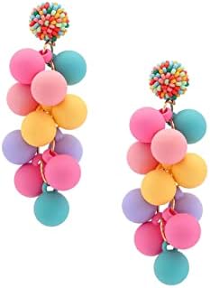 Acrylic ball Beads Dangle Earrings for Women,Colorful Statement E...