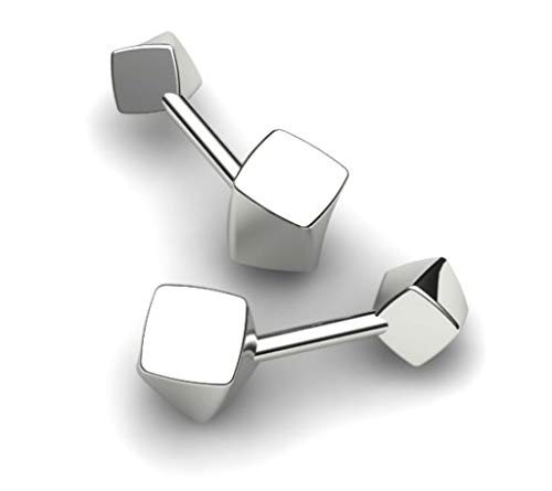 Sterling Silver Cube Cufflinks for Men - Luxury Men's Cuff Links With Elegant Gift Box - Crafted With .925 Sterling Silver - Suitable for All Occasions