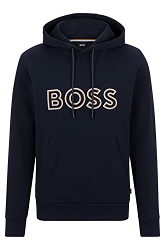 Image of BOSS Mens Seeger 105 French-Terry Hoodie Logo Blue