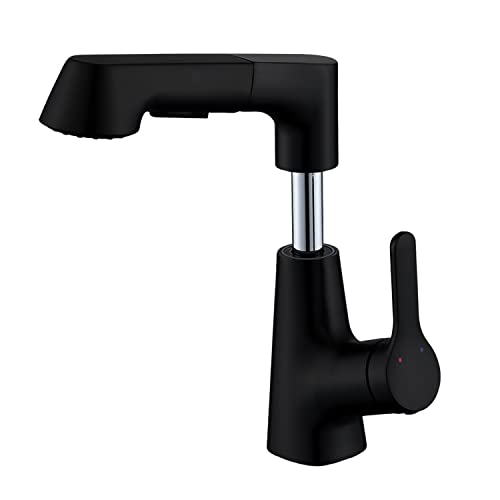 COMVIDA Waschtischarmatur Ausziehbar Einhebelmischer mit 2 Wasserstrahlarten - Drehbar 360° Modern Grau Messing Mischbatterie - Elegant Stil Armatur Waschbecken(Angehoben + Abgesenkt ),CV-12002 Cover