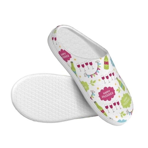 Happy Traditional Jewish Passover Adult Cotton Slippers Home House Indoor Shoes3