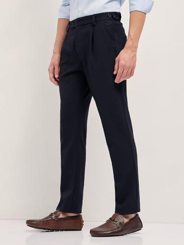 Image of THE BEAR HOUSE Men's Blue Regular Fit Formal Trouser