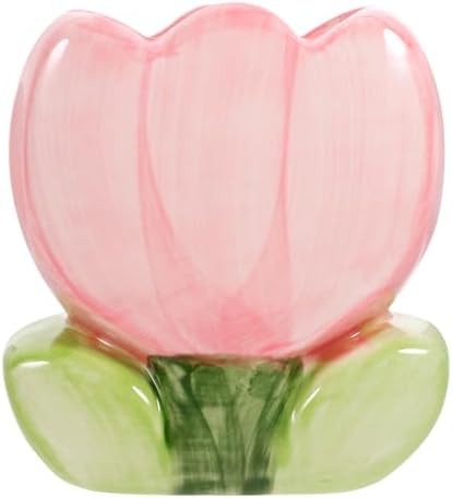 Purple Tulip Pen Holder For Desk - Cute Stationery Organizer & Makeup Brush Stand