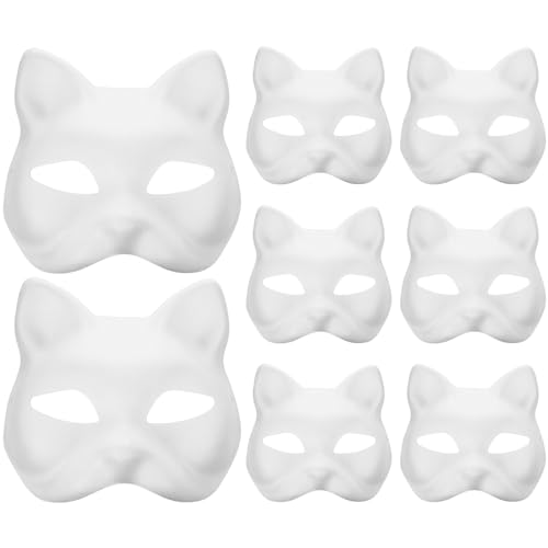 Masques de fête blancs faciles à colorier pour créer des déguisements de chat personnalisés