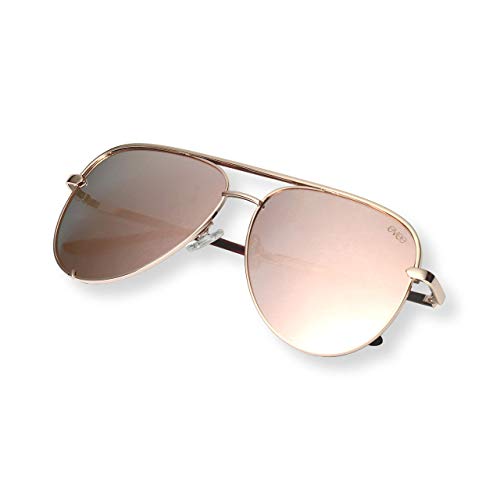 Image of EVEE Fashionable Metal Aviator Sunglasses with Oversize Flat Reflective Mirror Lenses (GEMINI)