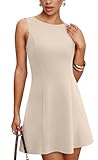 WIHOLL Women's Sleeveless A-Line Mini Dress Spring Summer Boat Neck Cute Little Short Going Out Date Night Petite Club Party Dinner Birthday Elegant Formal Cocktail Dresses Apricot XS