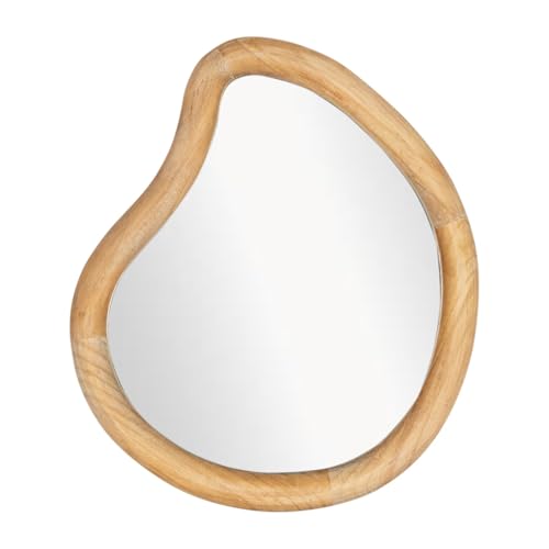 SIGNES GRIMALT Wandspiegel, verzerrt und abgerundet, Rahmen aus hellem Holz, Höhe 38 cm
