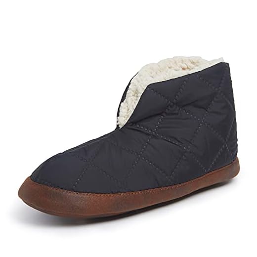 Dearfoams Men's Heritage Warm Up Bootie, Black Nylon, M