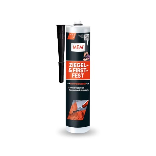 MEM Ziegel- und Firstfest Lösemittelfreier Bitumenkaltklebestoff Besonders hohe Klebkraft Für Schindeln und Bitumen-Dachbahnen Dunkelbraun 445 g