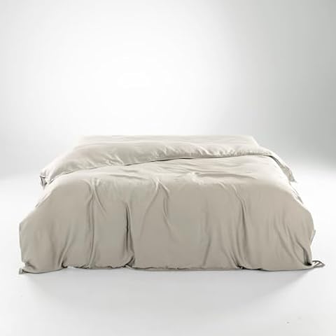 Olive + Crate Eucalyptus Cooling Duvet Cover Queen Size, Certified Tencel Lyocell Fiber from Austria for Quilt - Better Than Silk & Cotton, Oatmeal (90" x 88") Cover