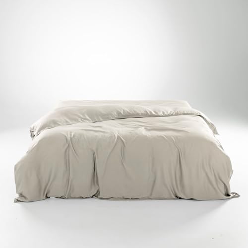 Olive + Crate Eucalyptus Cooling Duvet Cover Queen Size, Certified Tencel Lyocell Fiber from Austria for Quilt - Better Than Silk & Cotton, Oatmeal (90