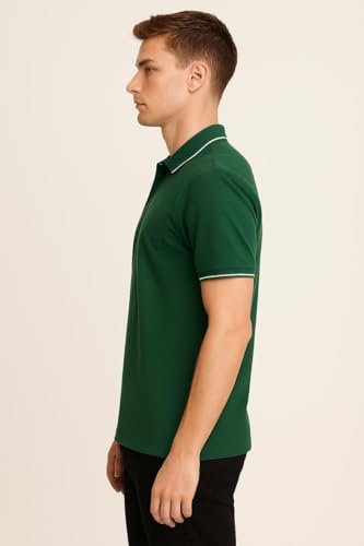 Image of Mens Pique Polo T-Shirt | Cotton Rich, Smart Fit Polo with Embroidered Logo | Casual & Sports Wear | Polo T-Shirt for Men