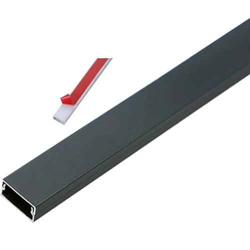 Canaleta para cables de piso y pared, autoadhesiva, aleación de aluminio, 1 m (gris, 24 x 12 mm) miniatura 1