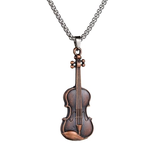 LXGGUC 925 Sterling Silver Rock 'n' Roll para mujeres y hombres, colgante de collar de collar de estilo de música violin hip hop, gargantilla punk puntiaguda, selección de guitarra
