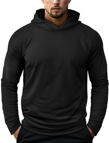 Zengjo Mens Pullover Hoodie Athletic Lightweight Hooded Workout Sweatshirt Moisture Wicking