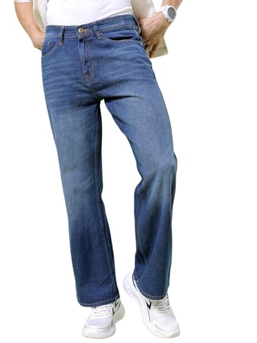 Image of The Indian Garage Co Men Bootcut Loose Fit Solid Mid-Rise Jeans