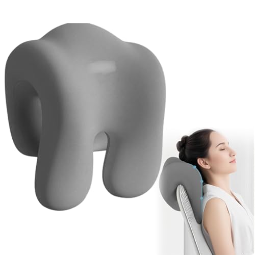 Fouvin Coussin de nuque avec effet mémoire - Coussin de nuque pour chaise de bureau - Coussin d'appui-tête pour adultes et étudiants - Gris foncé