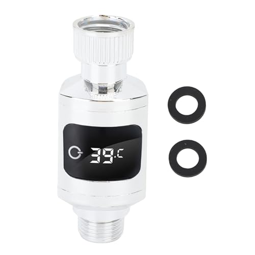 Haofy Termómetro de pantalla LED digital impermeable de acero inoxidable, termómetro de ducha, monitor de temperatura del agua del grifo con tuerca de 1/2 pulgada para el hogar, baño, bañera, cocina