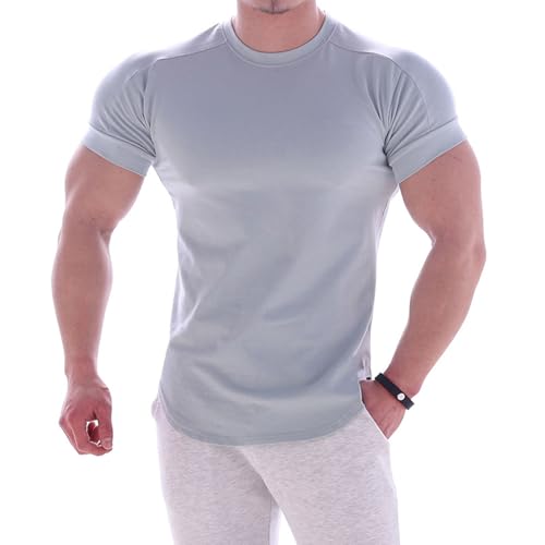 Workout Shirts for Men Short Sleeve Quick Dry Athletic Gym Active T Shirt Moisture Wicking