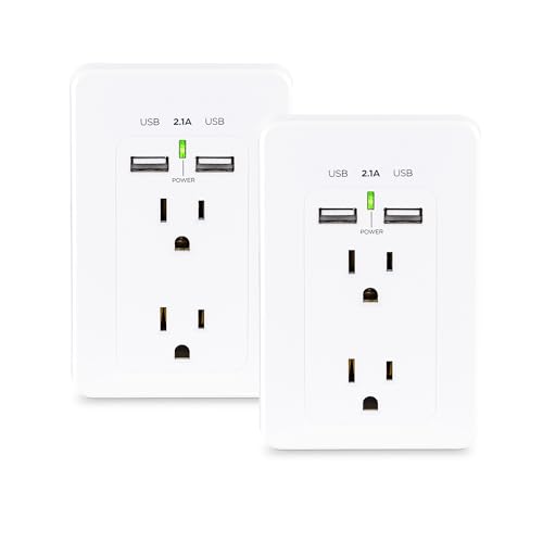 CyberPower MP18HO007 Power Wall Tap, 2 Outlets, 2 USB Charge Ports, 2-Pack