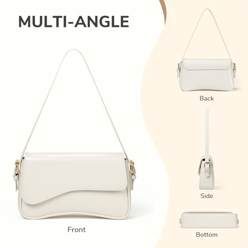 Etercycle Umhängetasche Damen, PU Leder Crossbody Bag mit 2 Schultergurt Vintage Handtasche Y2K Schultertasche für Frauen Trendy Taschen (Beige)