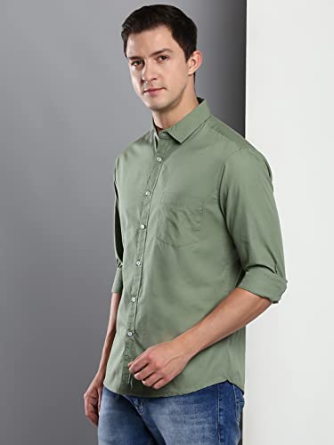 Image of Dennis Lingo Men's Solid Dusty Green Casual Shirt (AZ301 Dusty Green XXL)
