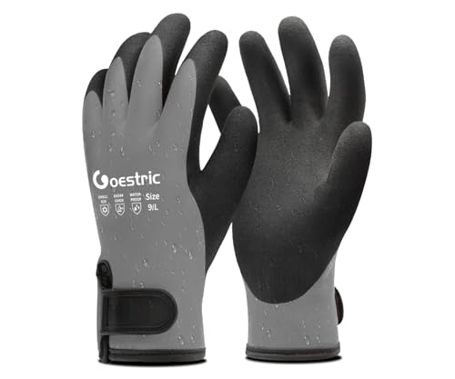 GOESTRIC Waterproof Winter Work Gloves for Men Women, Freezer Gloves with Grip (Grey/M/1-Pair)