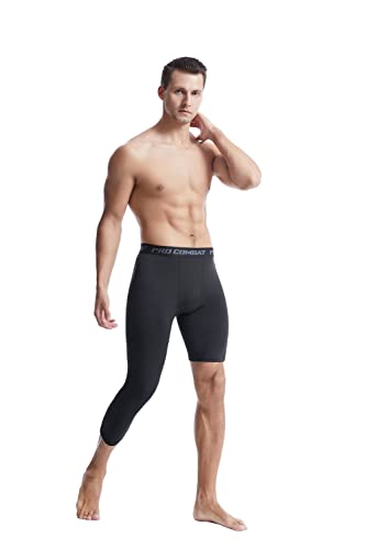 The New Men's Basketball Single Leg Tight Sports Pants 3/4 One Leg Compression Pants Athletic Base Layer Underwear2