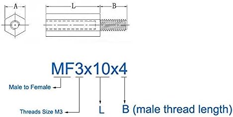 PCB スタンドオフ ナイロンスペーサー ネジ 六角ナット オス-メス - MF4x6パック 1000 ブラック