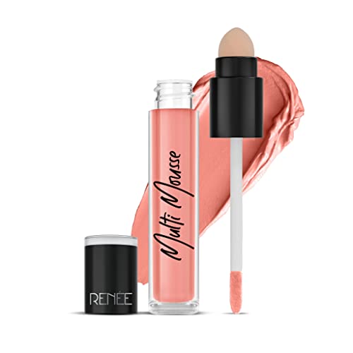 Image of RENEE Multi-mousse for Lips, Cheeks & Eyes, Peach Parfait 5gm | Matte Finish, Rich Color Payoff With Weightless & Velvety Smooth Texture | Non-drying, Highly Blendable Formula