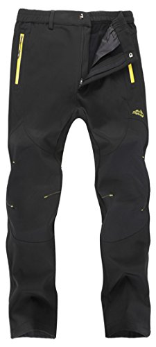 Women's Outdoor Windproof Fleece Lined Hiking Pants Waterproof Snow Ski Pants(Fleece-W01-Black-M)