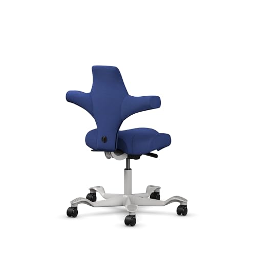 Image of HAG Capisco Standard Chair-Silver Frame-Upholstered Cobalt Blue