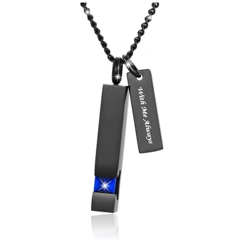 BGAFLOVE Urn Necklace for Ashes Memorial Cremation Jewelry for Ashes Stainless Steel Ashes Jewelry Cube Ashes Necklace Bar Urn Pendant for Women Men - Forever in My Heart Cover