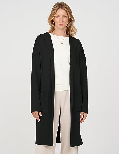 MEROKEETY Long Hooded Cardigan Sweaters for Women Oversized Open Front Coatigan Lady Jacket Coat Pockets2