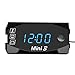 JPQ Voltmetro di Tensione del termometro dell'orologio Digitale 3 in 1 IP67. Caliter Orologio elettronico monoter for Auto Barca Moto Marina DC 6V-30V (Color : Blue)