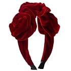 Velvet Headbands Rose Flower Velvet Headband Vintage Elastic Hair Bands Hair Accessories for Women and Girls Red