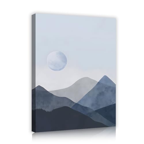 Toile montagne lune bleue Via Vela pour déco chambre d'amis