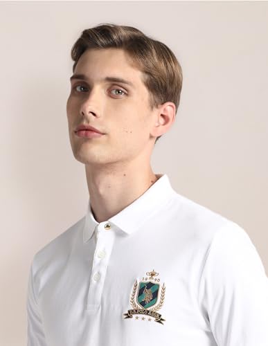 Image of Ribbed Collar Solid Polo Shirt