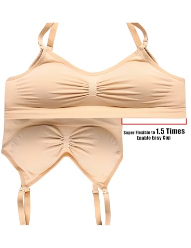 HOFISH 3PACK Full Bust Seamless Nursing Maternity Bras Bralette S-XXL with Extra Bra Extenders & Clips3