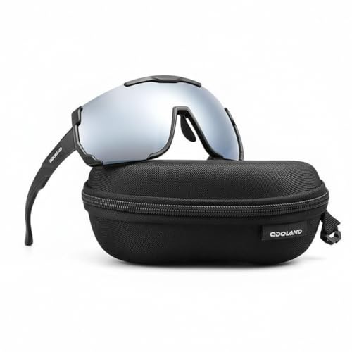 Odoland Cycling Sunglasses with Replaceable Magnetic Lenses for Men Women - Lightweight Polarized UV400 Sport Sunglasses for Driving Cycling Motorcycl