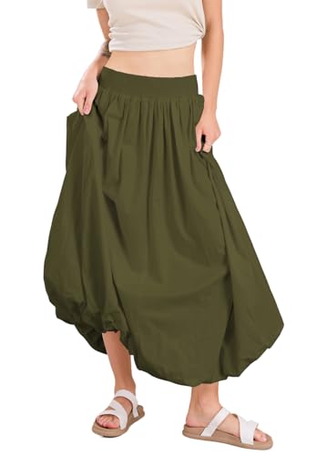 chouyatou Women's Summer Y2k Bubble Maxi Long Skirt Puffy