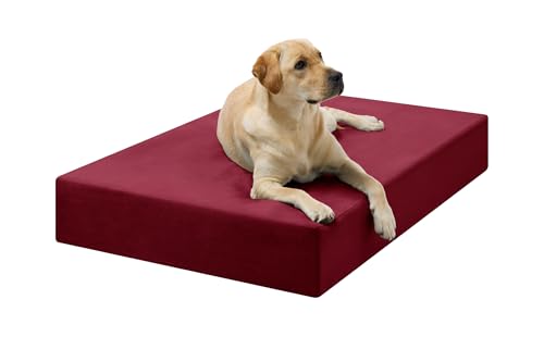Image of Barker Beds Large Orthopedic Dog Bed - 7 inch Memory Foam Mattress - 50-70 lbs - Joint Pain & Arthritis Support - Vet Recommended, Washable Cover - Made in USA - 48 inchx30 inchx7 inch - Burgundy