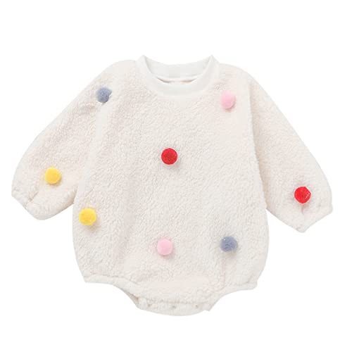 Baby Girl Boy Crewneck Sweatshirt Romper, Long Sleeve Rainbow Pullover Sweater Top Warm Fall Winter Clothes
