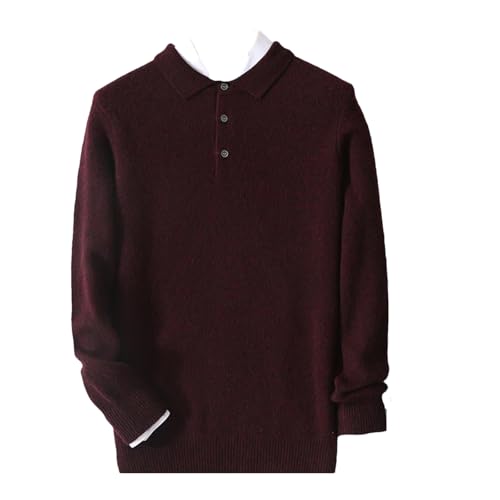 Men's Merino Wool Sweater Winter Cashmere Pullover Warm Knitwear Long Sleeve Business Casual Top Black Red