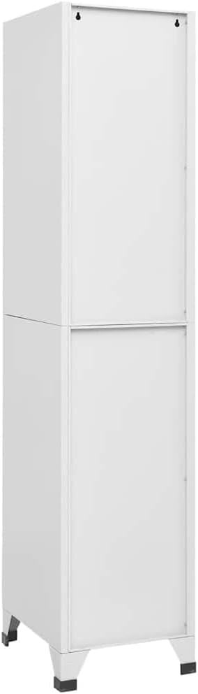 Metal Locker,Industrial Metal Locker Cabinet, 4 Compartments, Lockable Door & Name Card Holder, 38x45x180 cm, Durable Storage Solution for Gym, Office, Home, Secure Organization