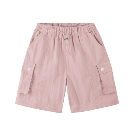 Rolanko Enfant Shorts Fille Sport Actif Èté Cargo Bermudas Shorts pour Ado Course Gym Pantalon Court Parachute, Rose, Taille: 11-12 Ans/160